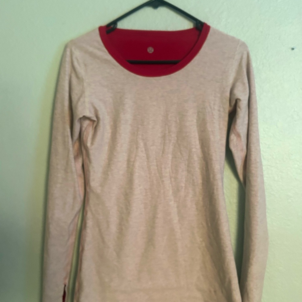 lululemon athletica Red and Cream Long Sleeve Top
